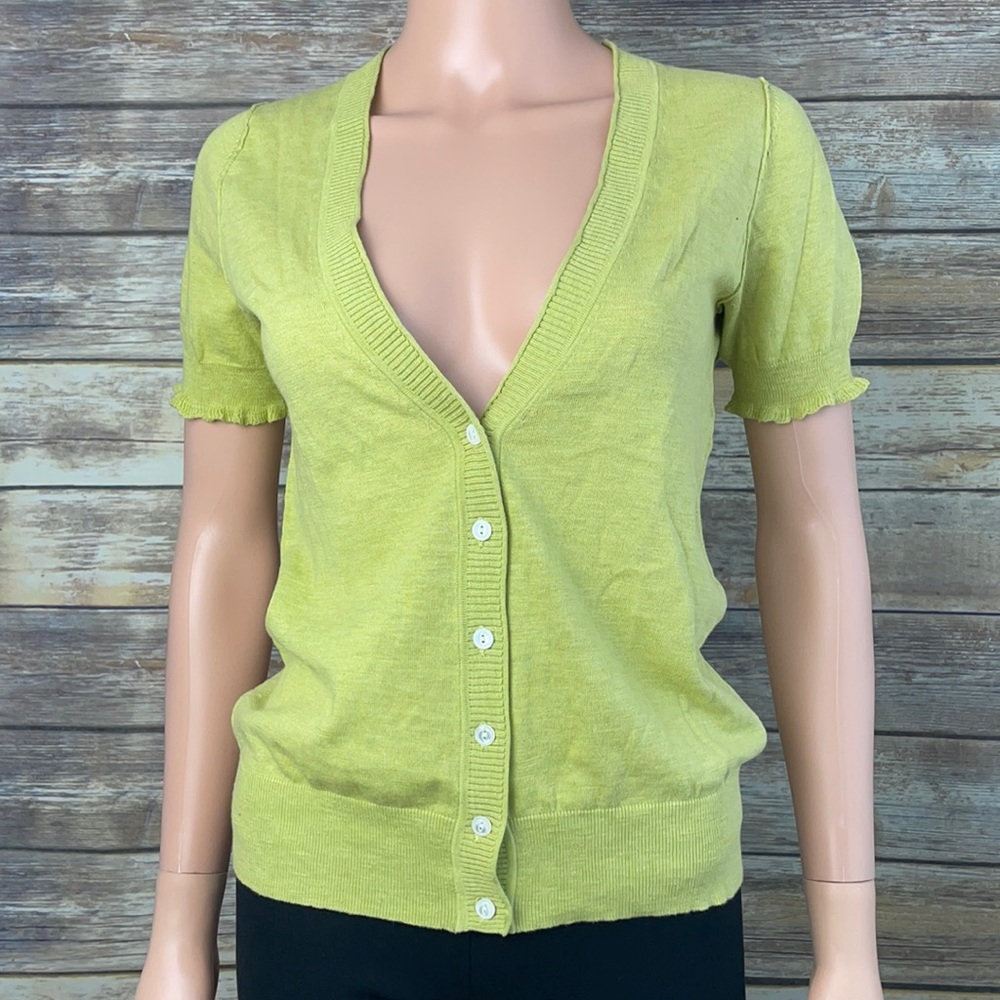 Banana Republic Short Sleeve Green Cardigan NWT
